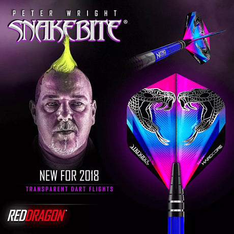 Red Dragon - Peter Wright Hardcore Snakebite Flight Black Transparent | Dart Flights