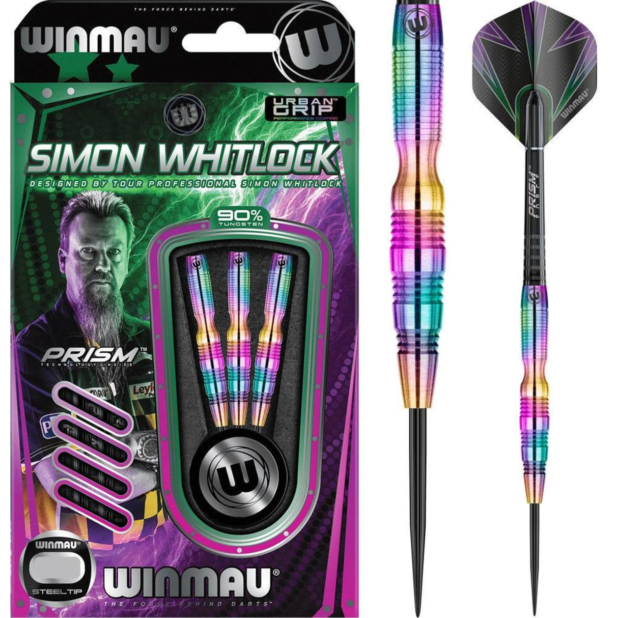 Winmau - Simon Whitlock Rainbow Urban Grip 90% | Steeldarts